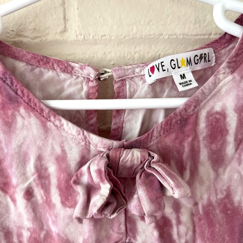 Girls Love Glam Girl Lone Sleeve Tie V Neck Blouse | Medium - Picture 4 of 7